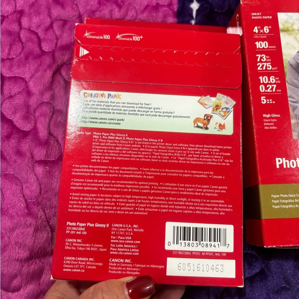 New Cannon photo paper plus glossy II 4x6 100 sheets